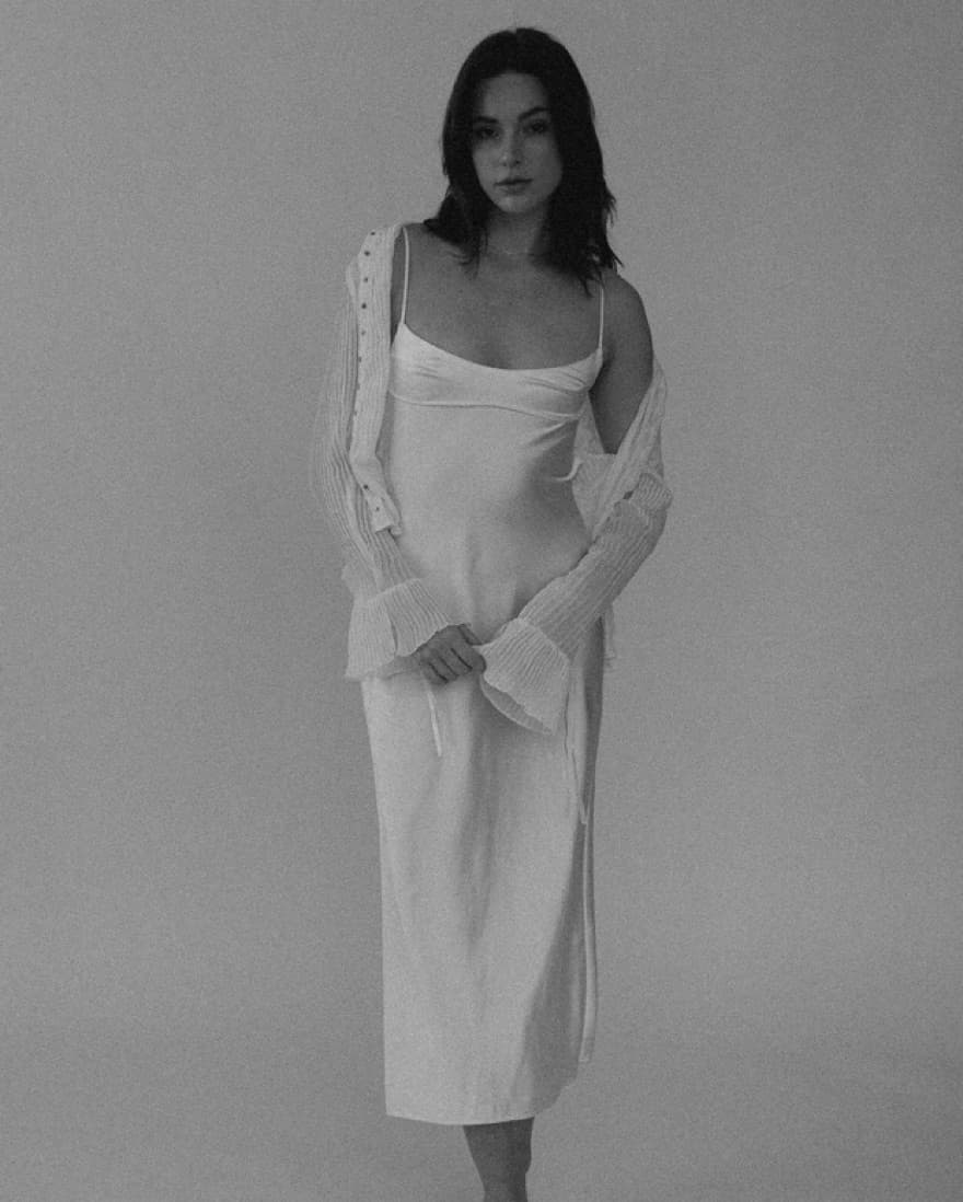 White Princess Seam Silk Dress - Image 1
