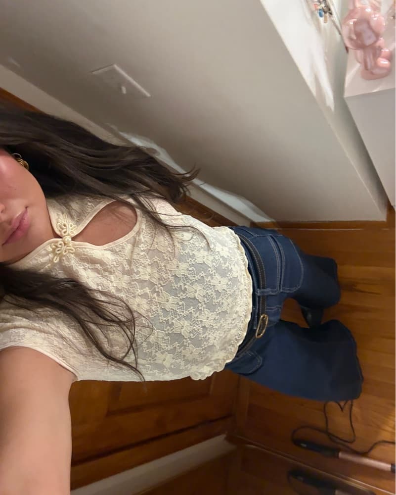 Elegant Lace Cutout Blouse  - Image 2