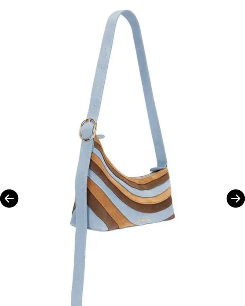 Sold Out Blue + Brown Suede Shoulder Bag - Image 4