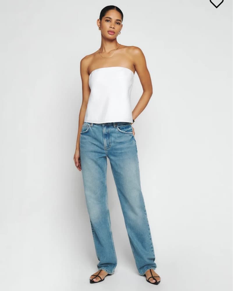 Reformation Linen White Strapless Top - Image 2