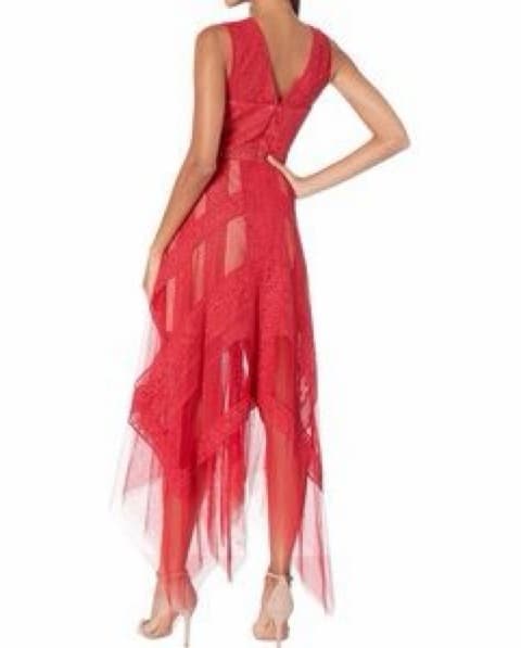 Elegant Red Lace Dress - Image 2