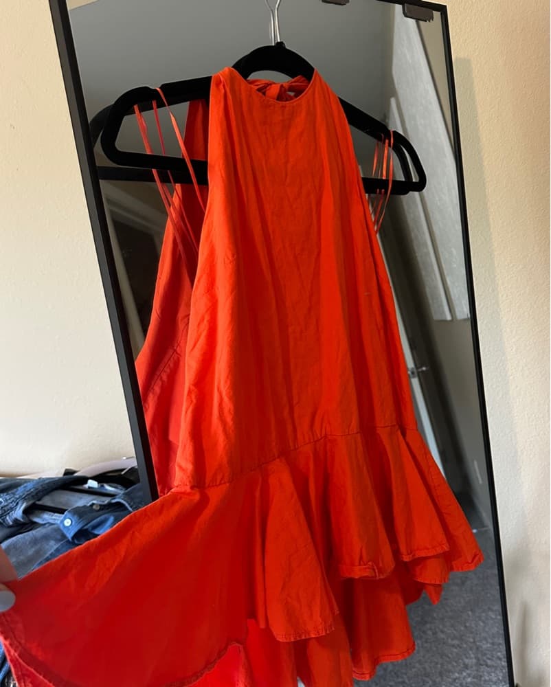 Free People Orange Peplum Halter Top - Image 3