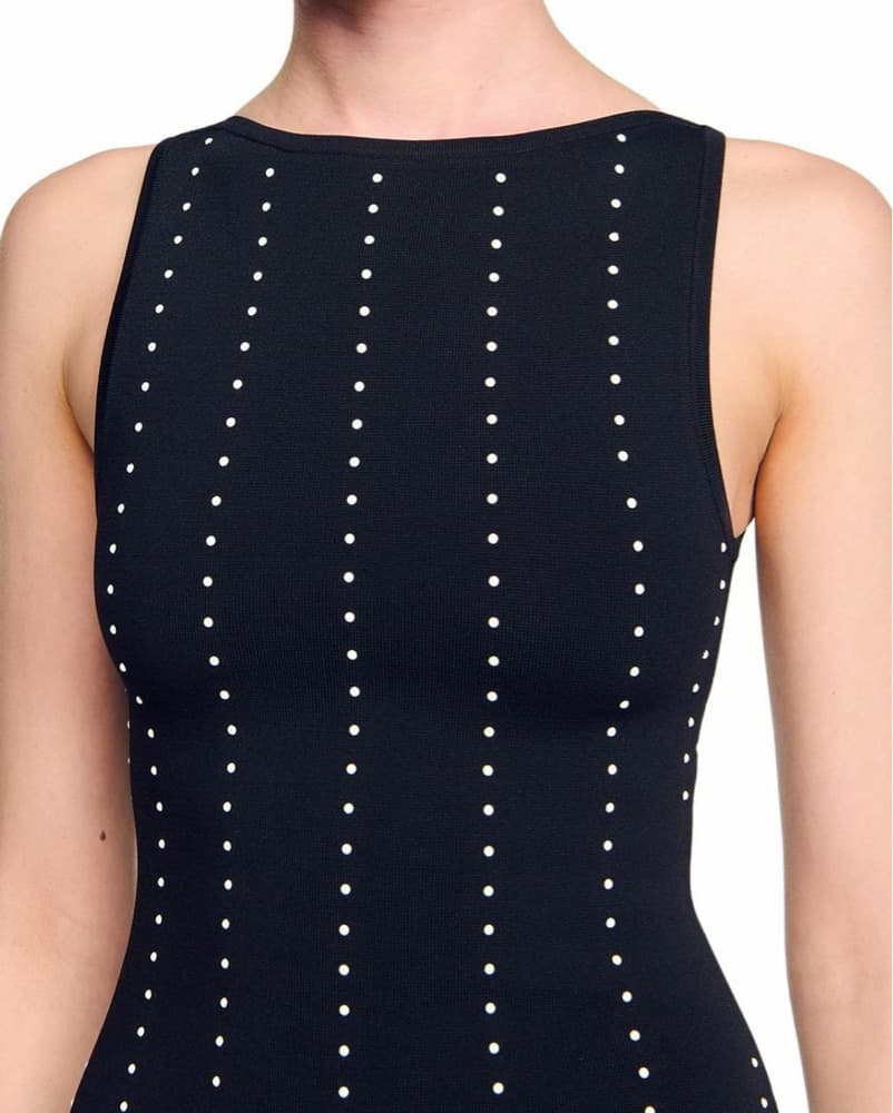 Black Pearl-Embellished Knit Fringe Maxi - Image 3