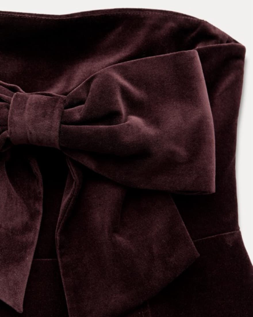 Velvet Bow Strapless Dress - Image 4