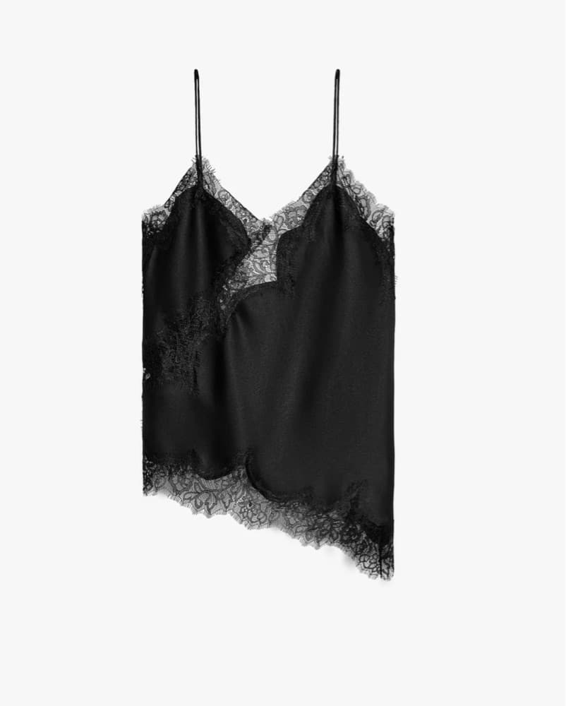 Zara Asymmetrical Lace Silk Cami - Image 1