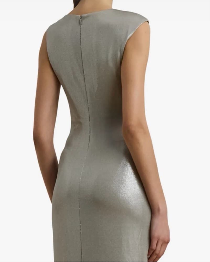 Ralph Lauren Buckle Metallic Sheath Gown - Image 2