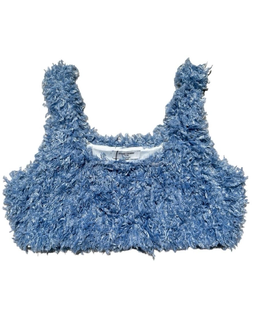 Plush Denim Cropped Top - Image 1