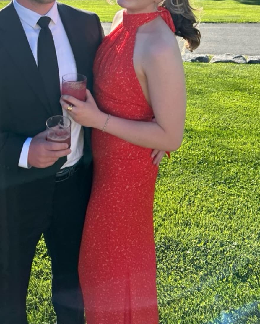 De La Vali Red Halter Gown - Image 3
