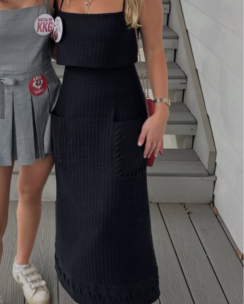 Alexis Black Midi Dress - Image 2