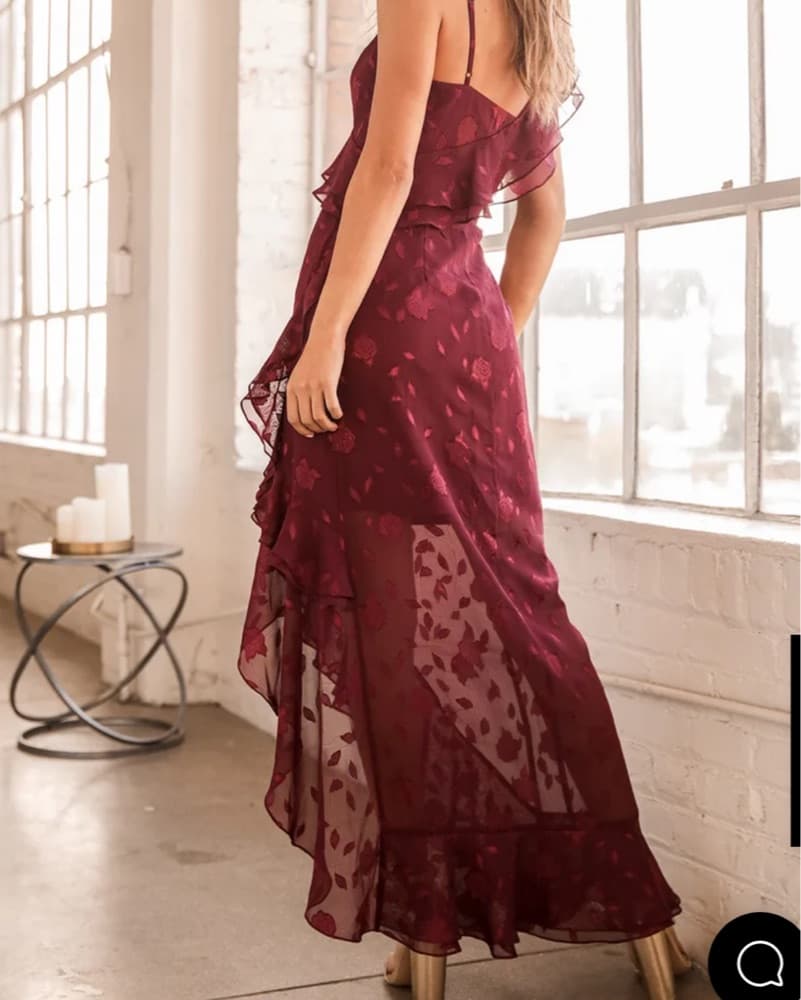 Ruffle Burgundy Maxi Dress - Image 2