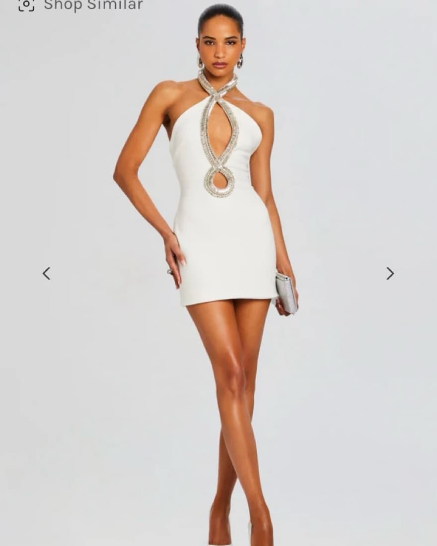 Retrofete White Mini Dress - Image 4