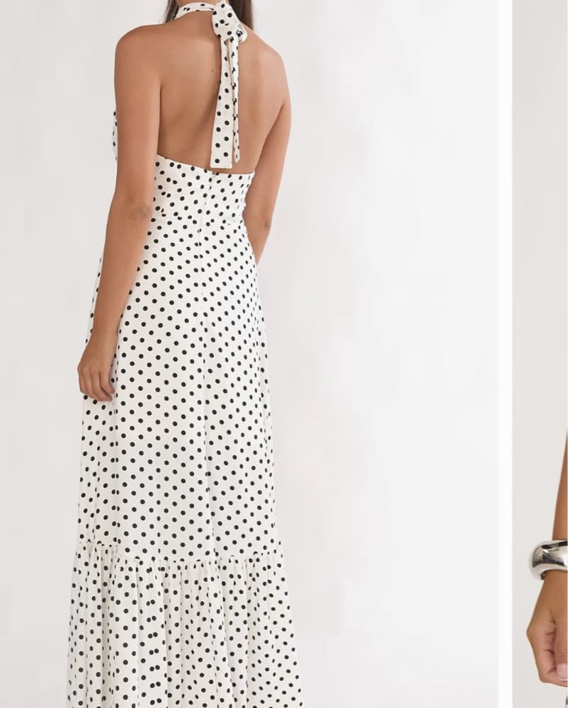 High Neck Halter Maxi Dress Polka Dot - Image 3