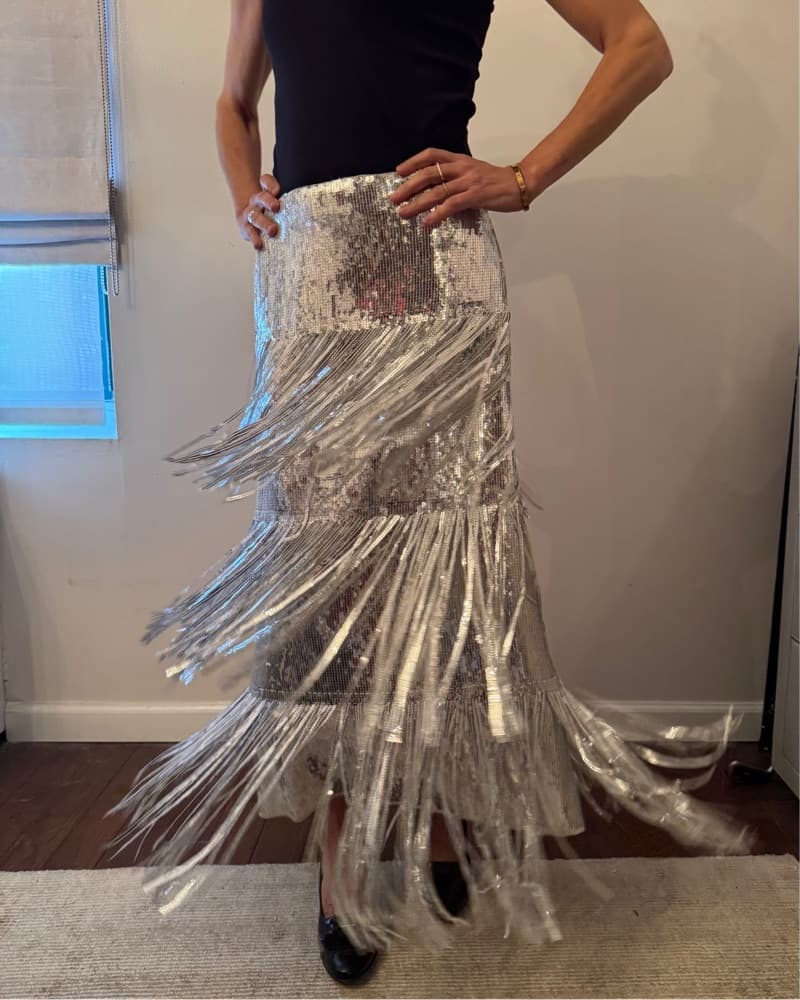 Maeve Silver Sequined Flapper Skirt - Image 6
