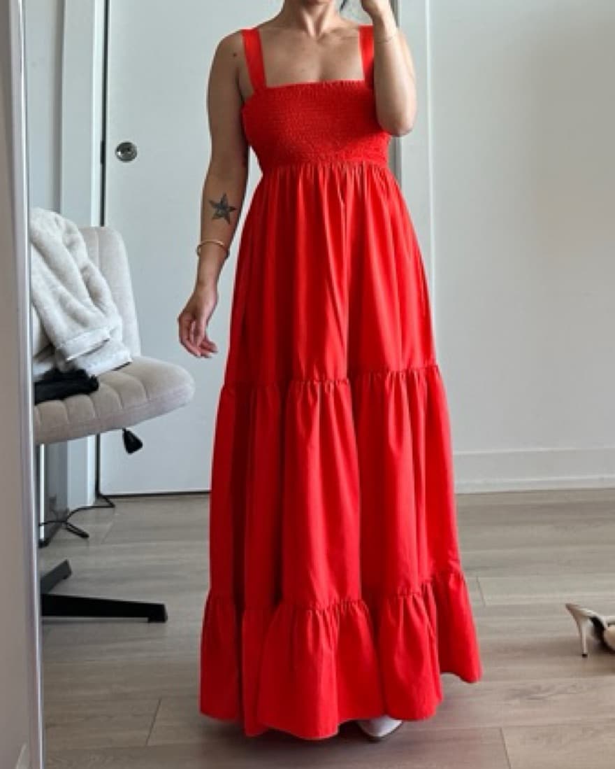 Zara Red Orange Flow Maxi Dress - Image 5