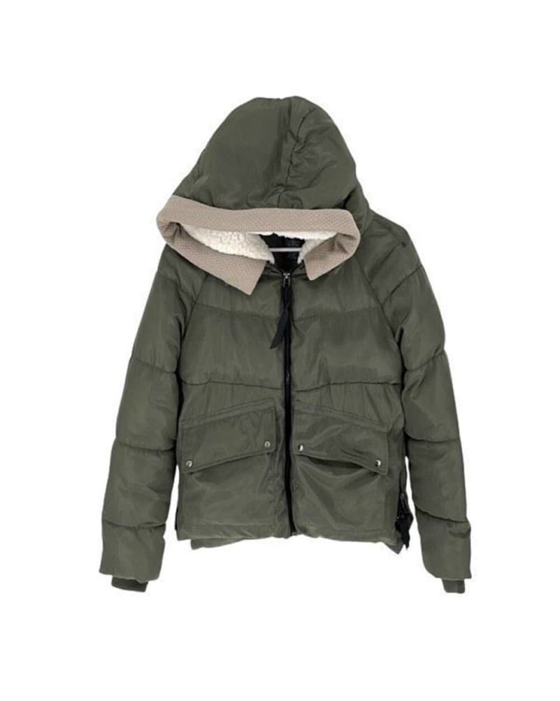 Sherpa Olive Puffer Jacket - Image 1