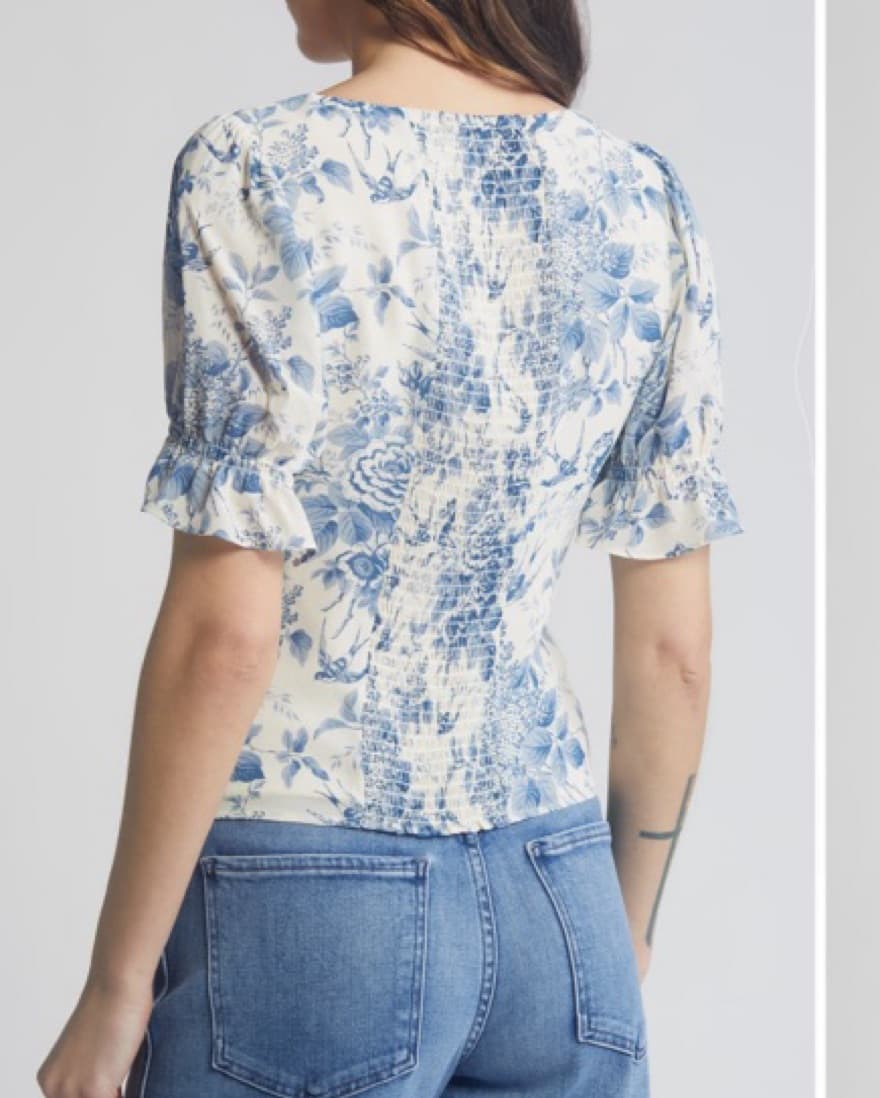 Blue Floral Reformation Blouse - Image 1