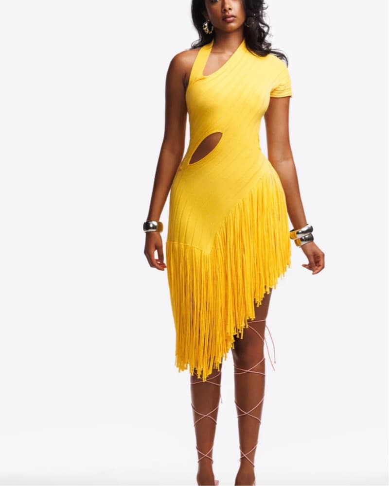 HANIFA LEA KNIT FRINGE DRESS - Image 1