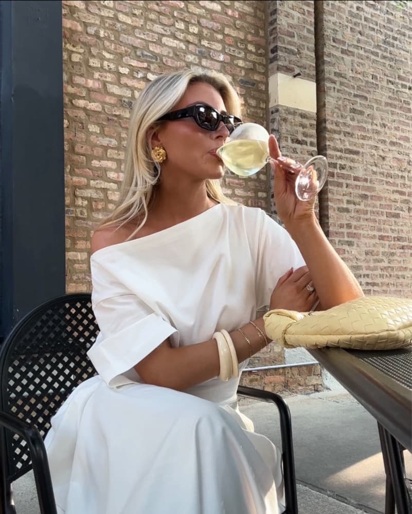 White Asymmetrical Maxi Dress - Image 1