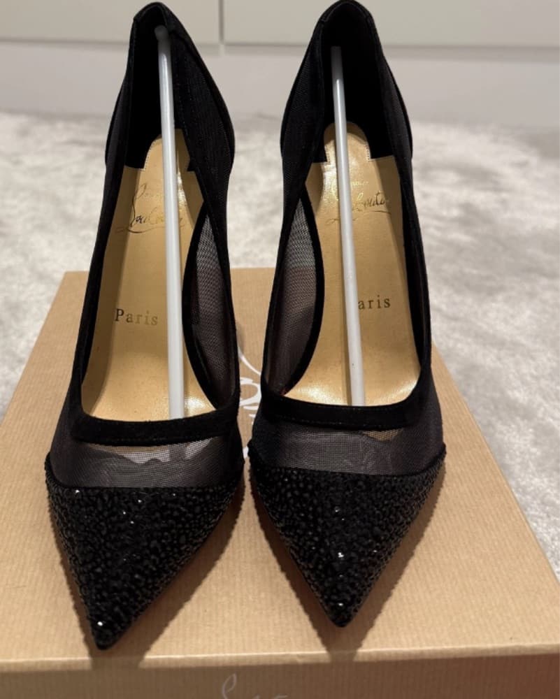 Louboutin Black Crystal Galativi Pumps 8 - Image 4