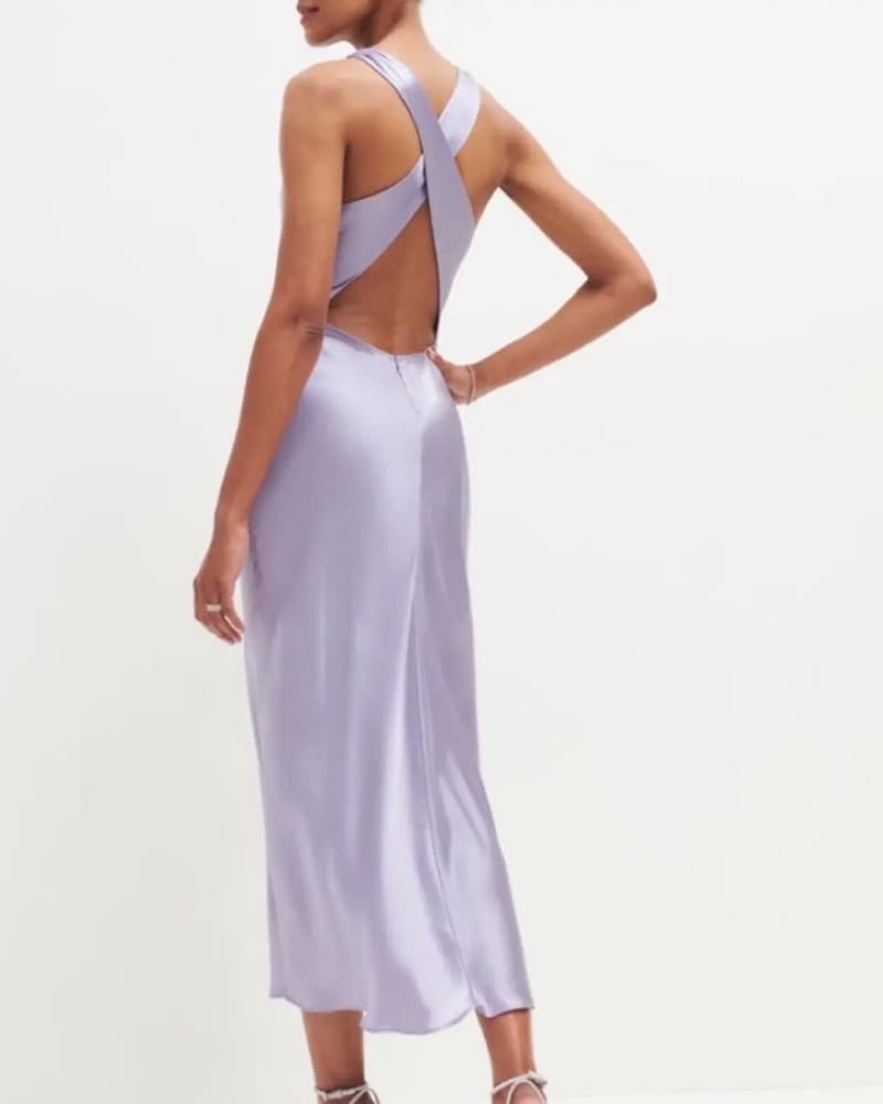 Reformation Cassette Silk Dress - Purple - Image 3