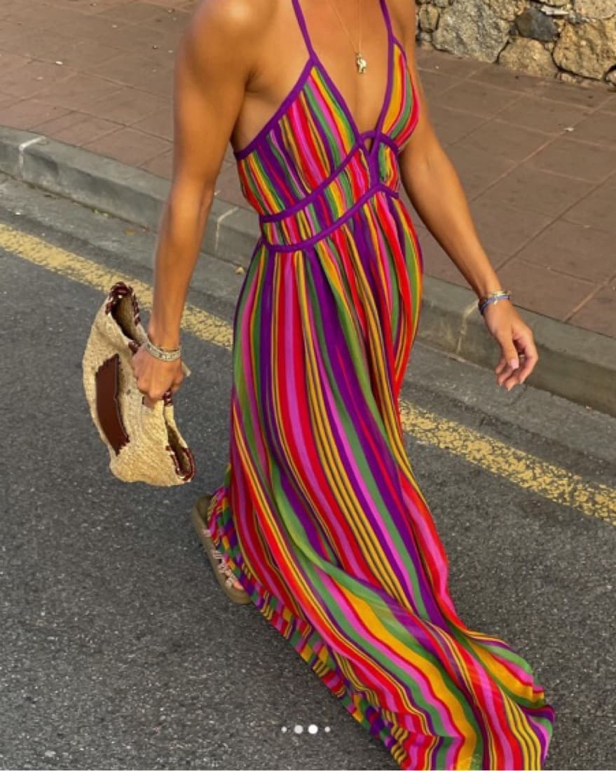 Ba&sh Romane Multi Stripe Dress - Image 4