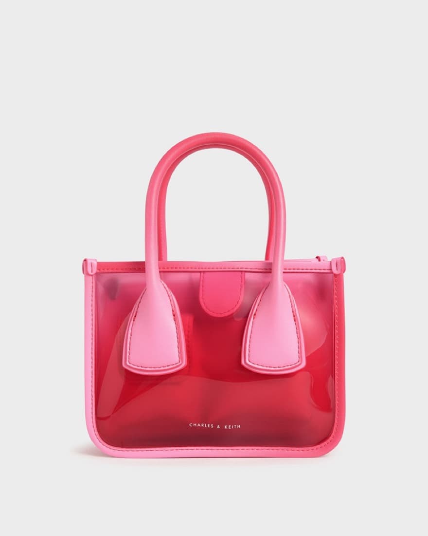 Charles And Keith Pink And Red Handbag - Image 1
