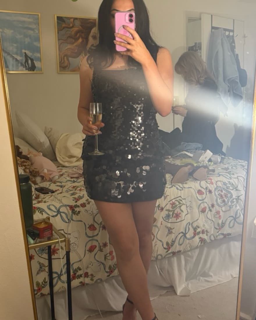 Black Sequin Mini Dress  - Image 2