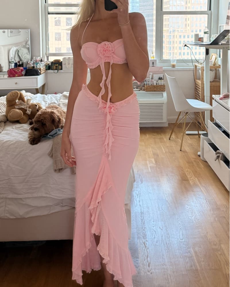 Pink floral Skirt Set  - Image 1