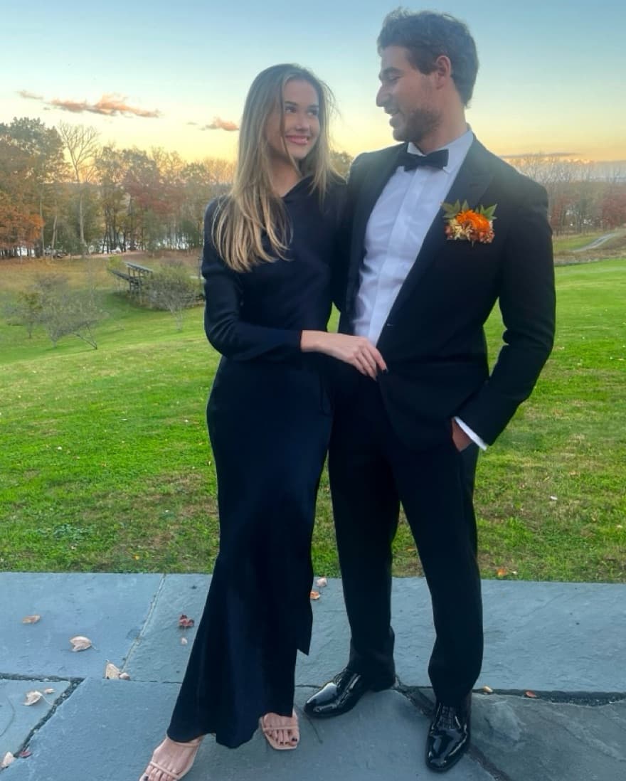 Navy Long Sleeve Silk Formal Dress  - Image 2