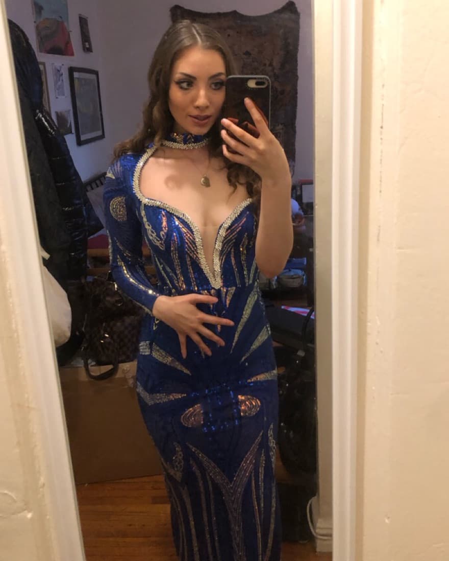 Blue/Silver sequined gown - Image 1