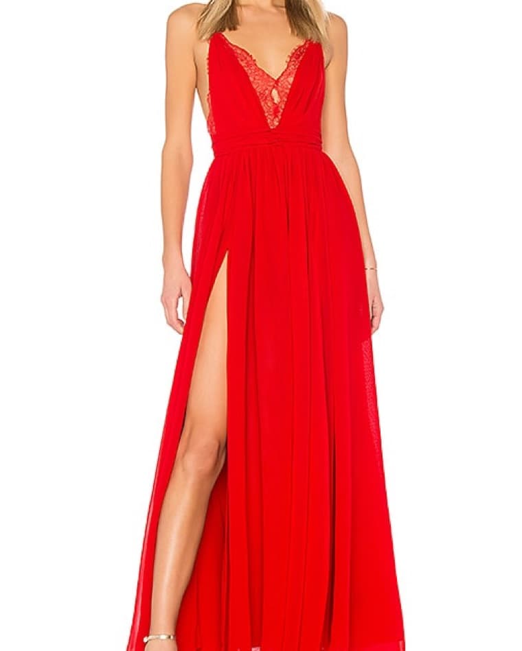 Michael Costello Red Chiffon Justin Gown - Image 4