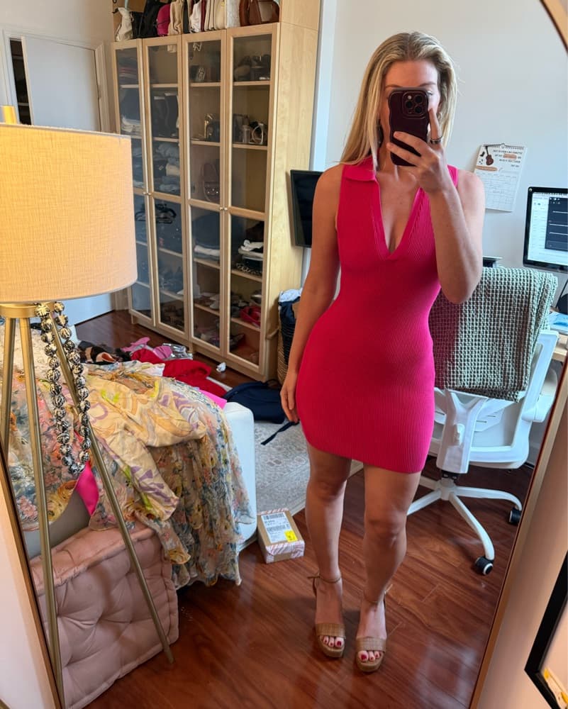 BABATON Sclulpt Polo Mini Dress Pink  - Image 3