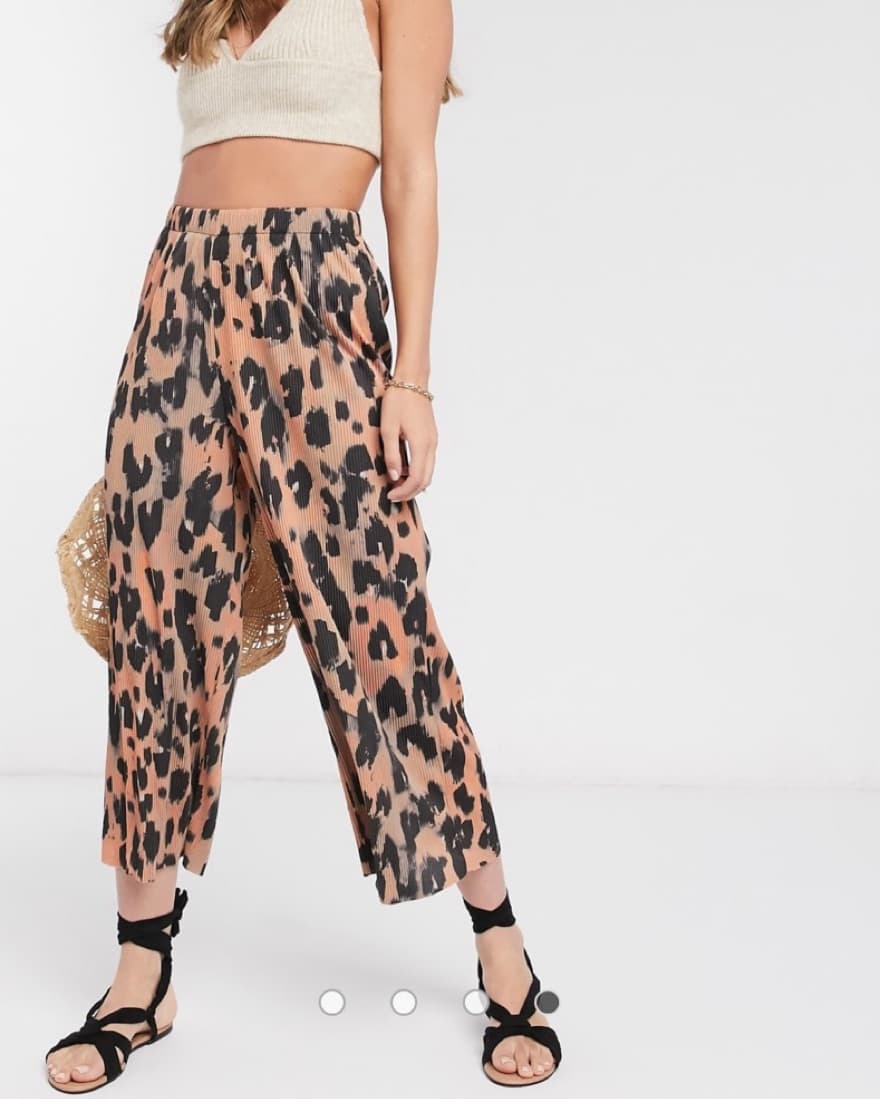 Leopard Plisse Culotte Pants - Image 4
