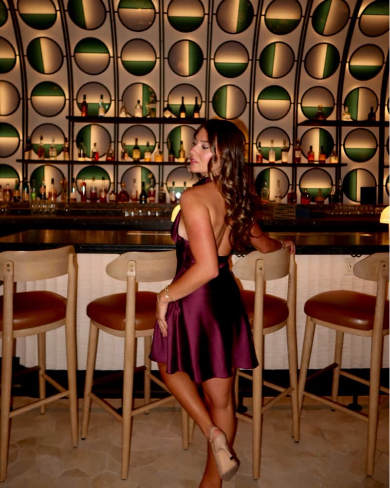 Purple High Neck Mini Dress - Image 2