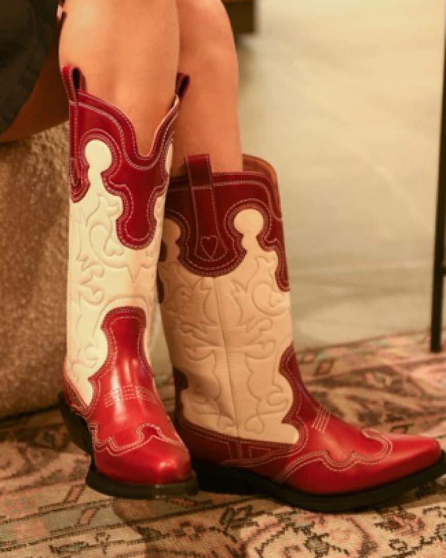 GANNI mid Shaft Embroidered Cowboy Boot - Image 3