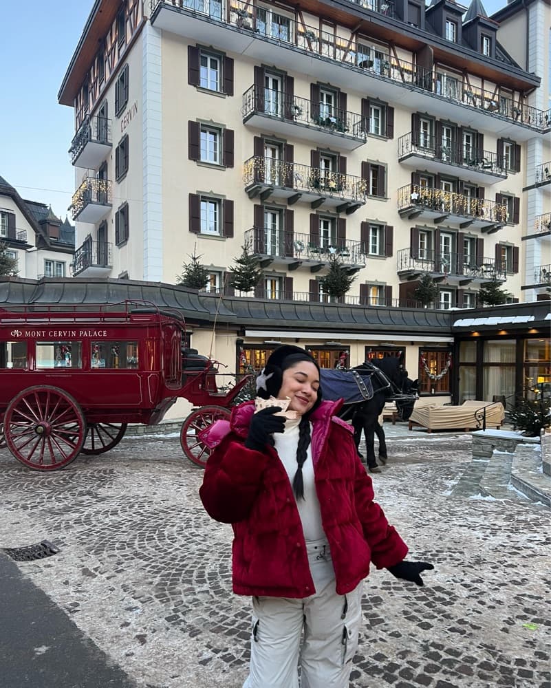 Red Moncler Velvet Down Jacket - Image 1