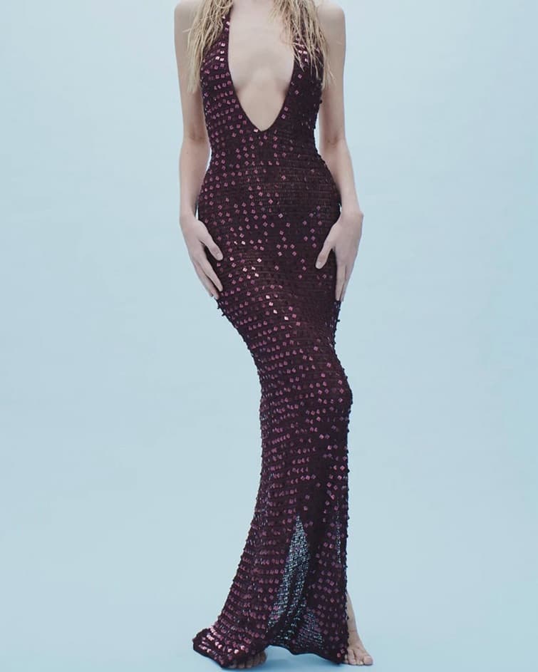 Aya Muse Burgundy Sequin Enodia Dress - Image 1