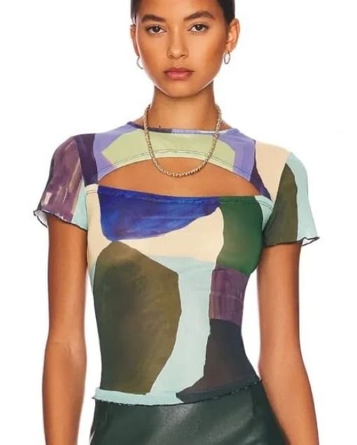 Miaou x Paloma Elsesser Lace Back Tee  - Image 1