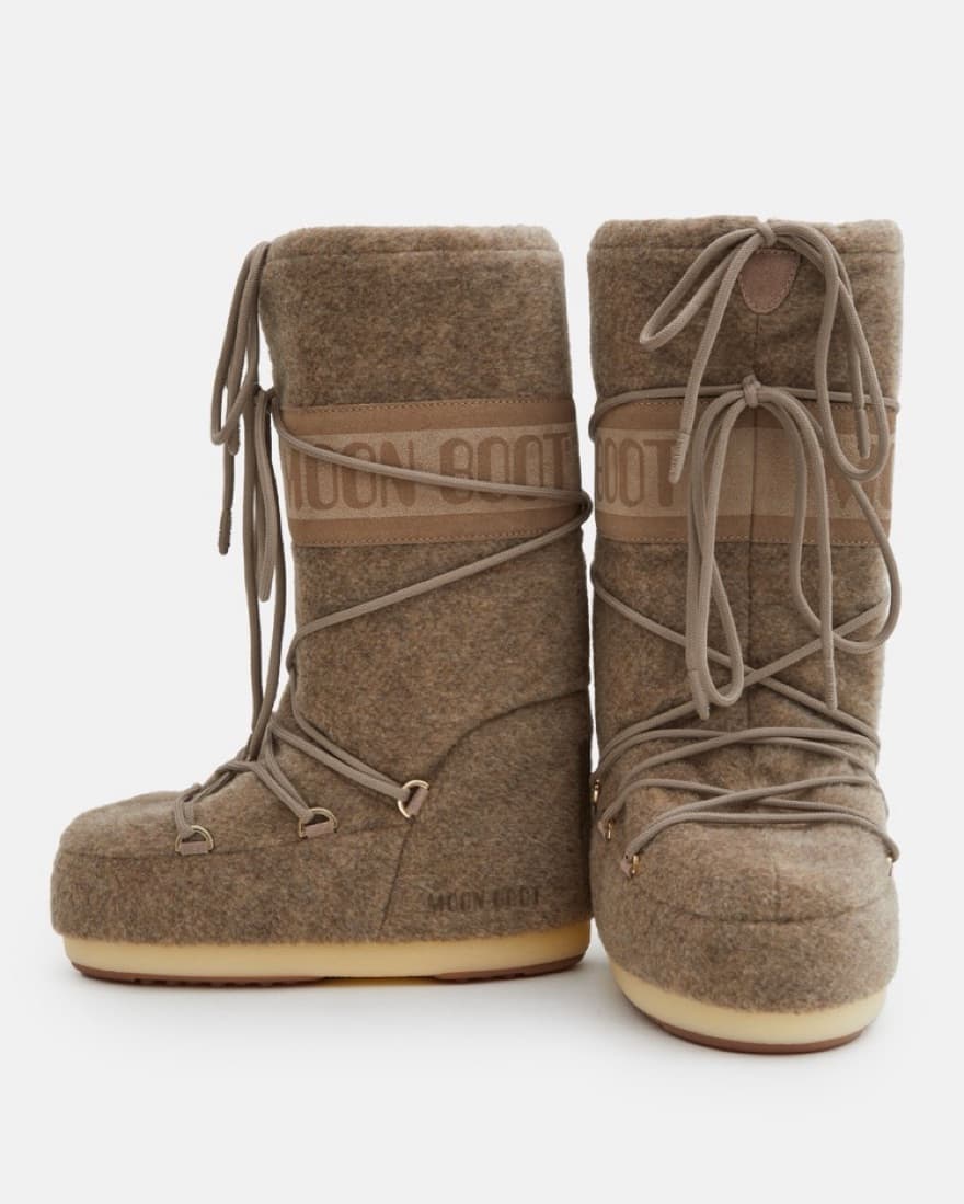 ❄️ Wool Beige Moon Boot Lace-Up Boots - Image 3