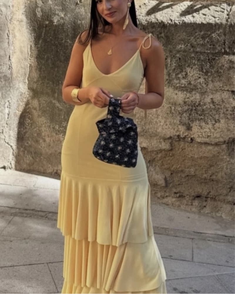 Butter Yellow Tiered Ruffle Maxi Dress - Image 5