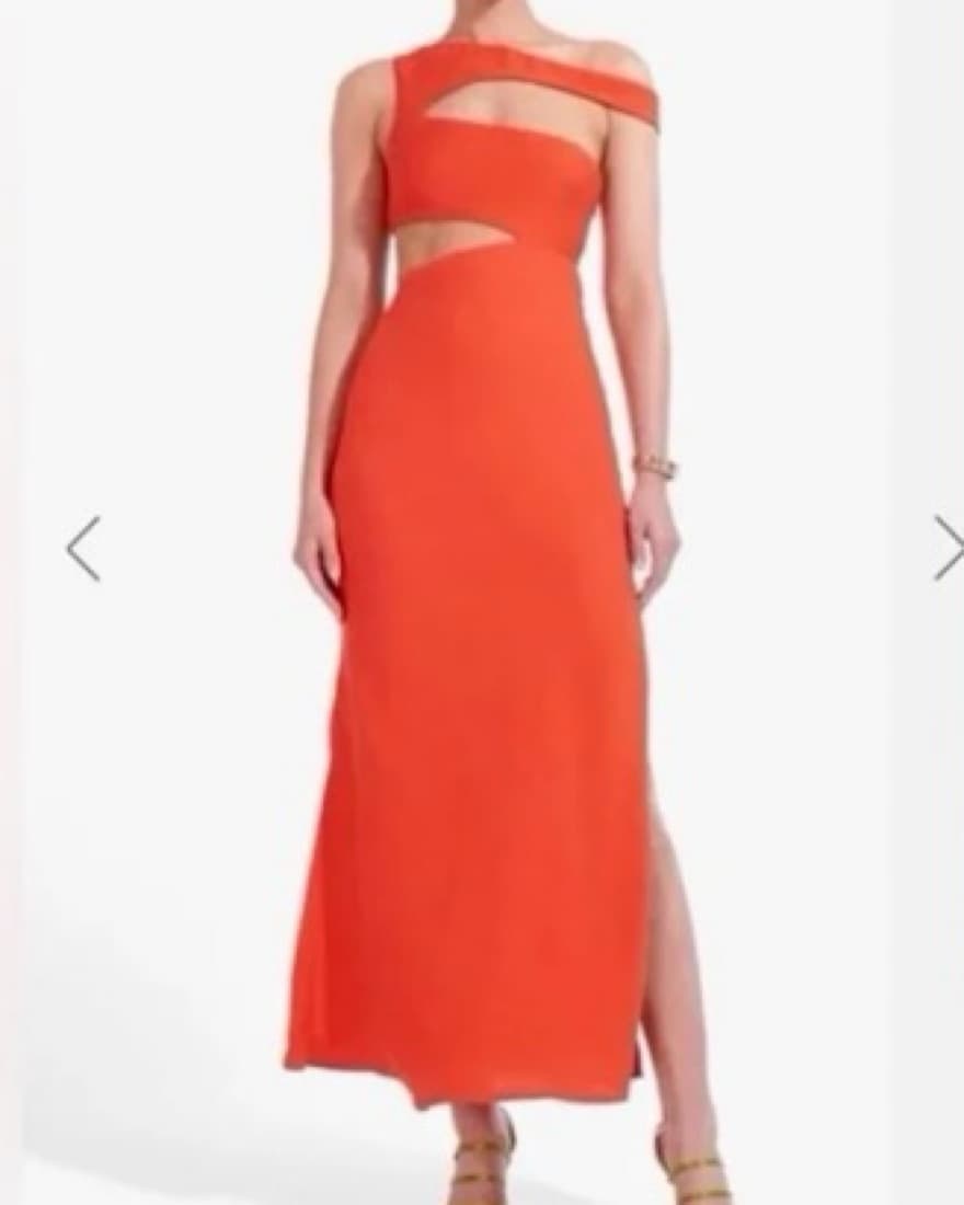Red/Orange Staud Cut Out Dress - Image 1