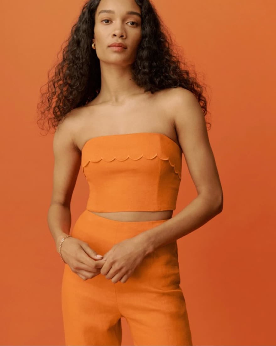 Reformation Orange Two Piece Linen Lizzi - Image 1
