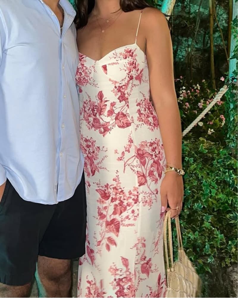 White And Pink Floral Maxi Dress  - Image 2
