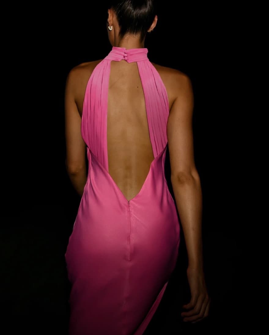 MESHKI  Satin Drape Back Maxi Dress - Image 2