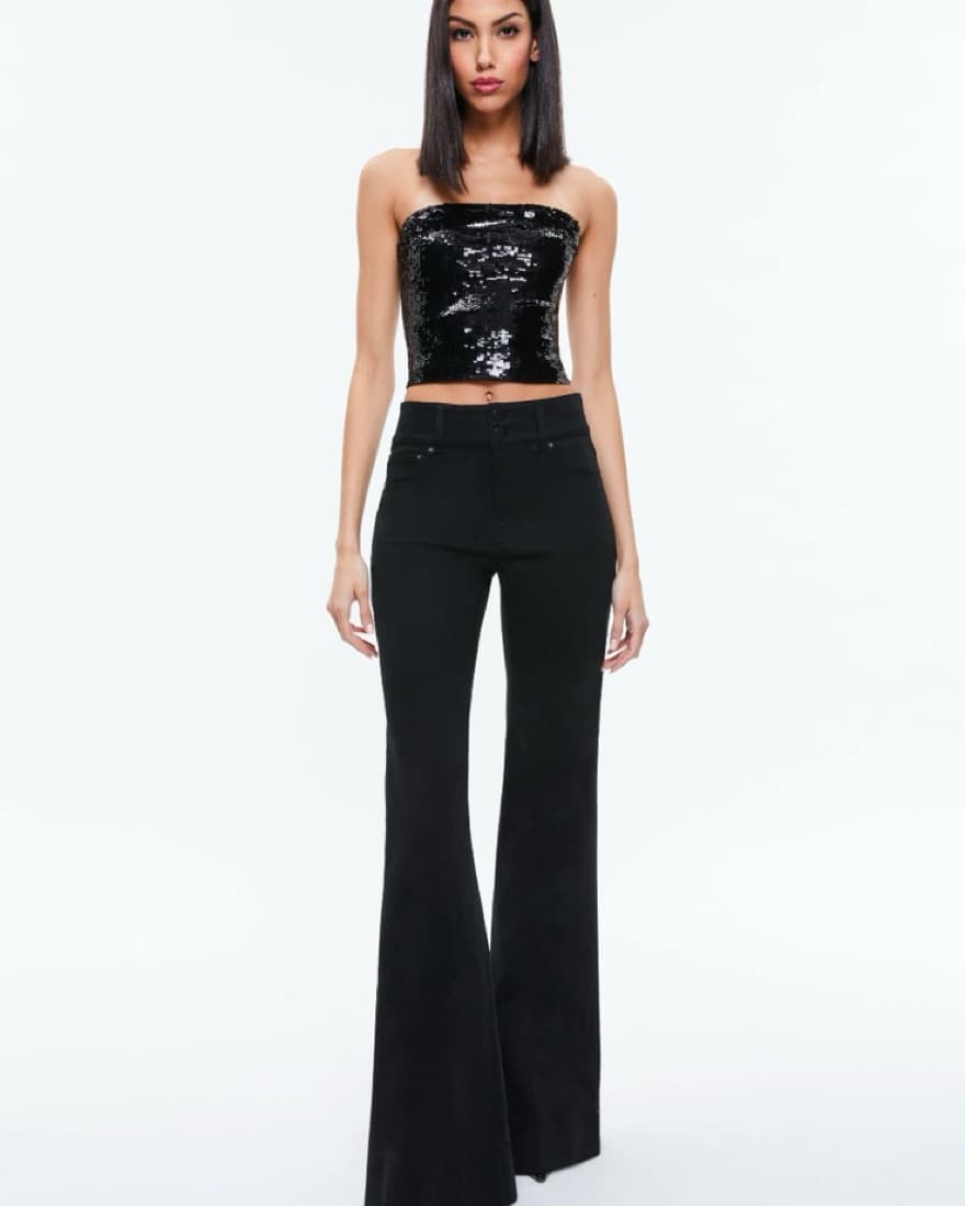 Alice + Olivia Vivi Sequin Cropped Top - Image 3