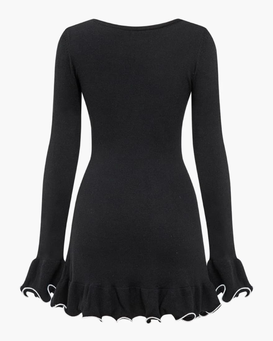 Elegant Black Ruffle Dress - Image 3