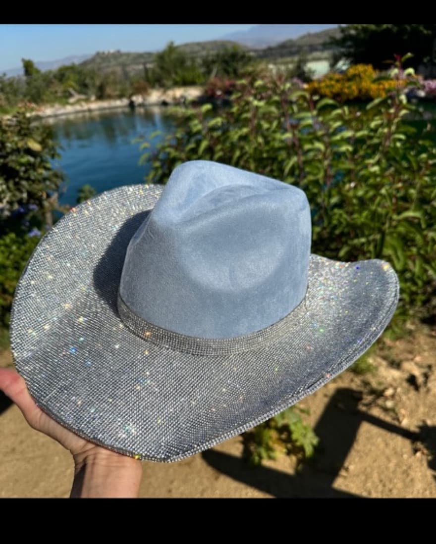 Blue Rhinestone Cowboy Hat  - Image 1