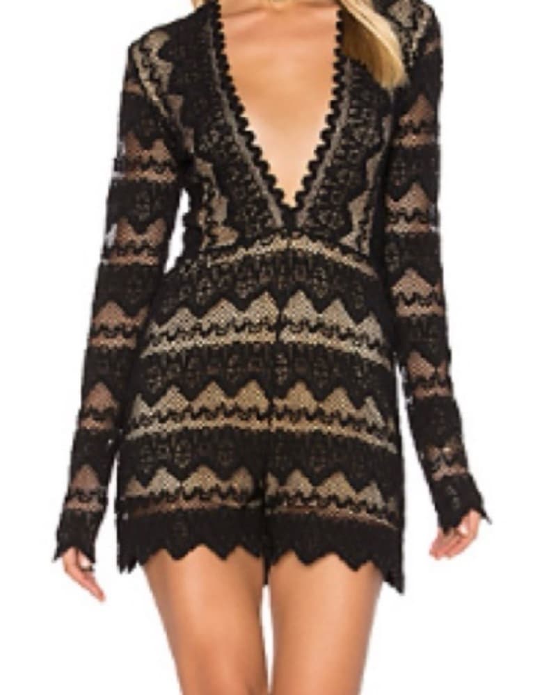 Chic Lace Trimmed Romper - Image 1