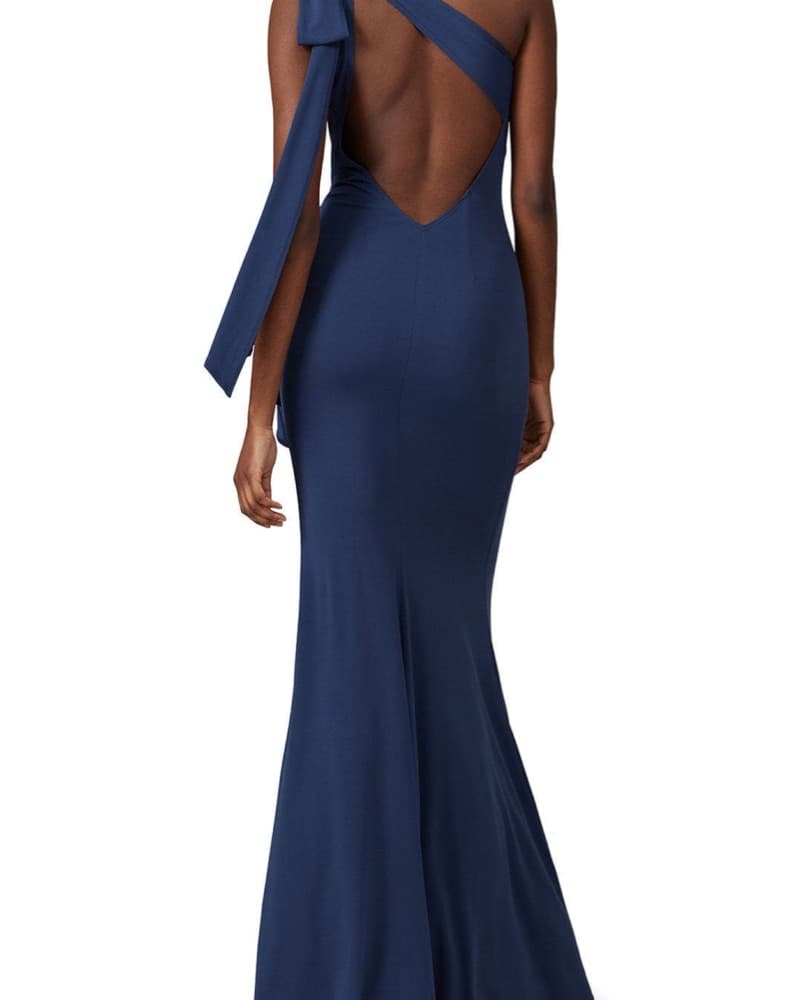 Elegant Navy One-Shoulder Gown - Image 2