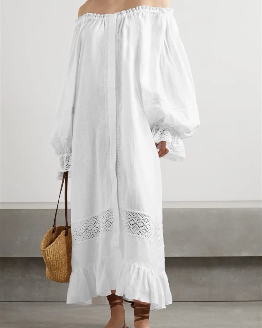 Sleeper Paloma Lace Linen Maxi Dress - Image 1